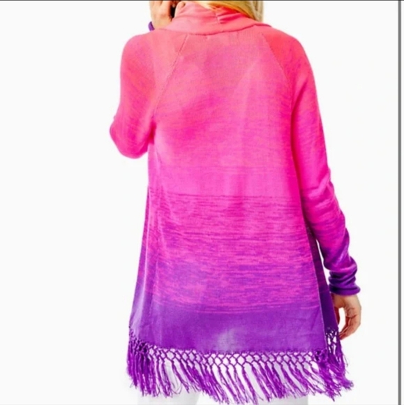 LILLY PULITZER NWT XL Tatum Ombre Fringe Cardigan Sweater - Picture 2 of 7